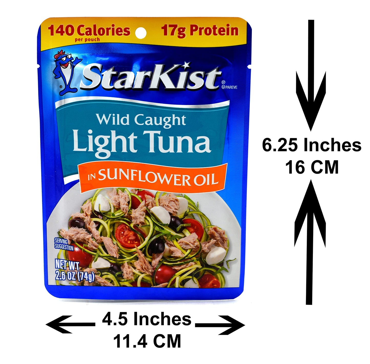 StarKist Chunk Light Tuna Pouch, Sunflower Oil, 2.6 Ounce, Pack of 12, White