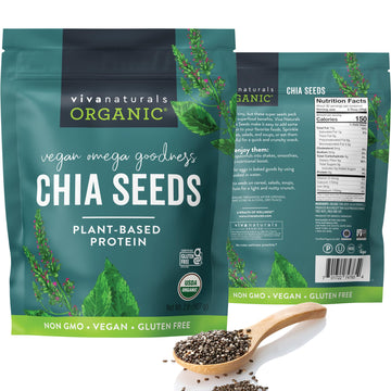Viva Naturals Organic Chia Seeds 2 Lbs - Plant-Based Omega-3 And Vegan Protein, Non-Gmo Chia Seeds Organic Perfect For Smoothies