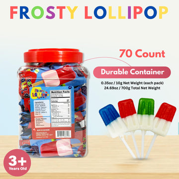 Fresh Finest Popsicle Shaped Ice Cream Lollipops - Individually Wrapped Suckers, Multicolor Lollipops Best For Summer, Goodie Ba