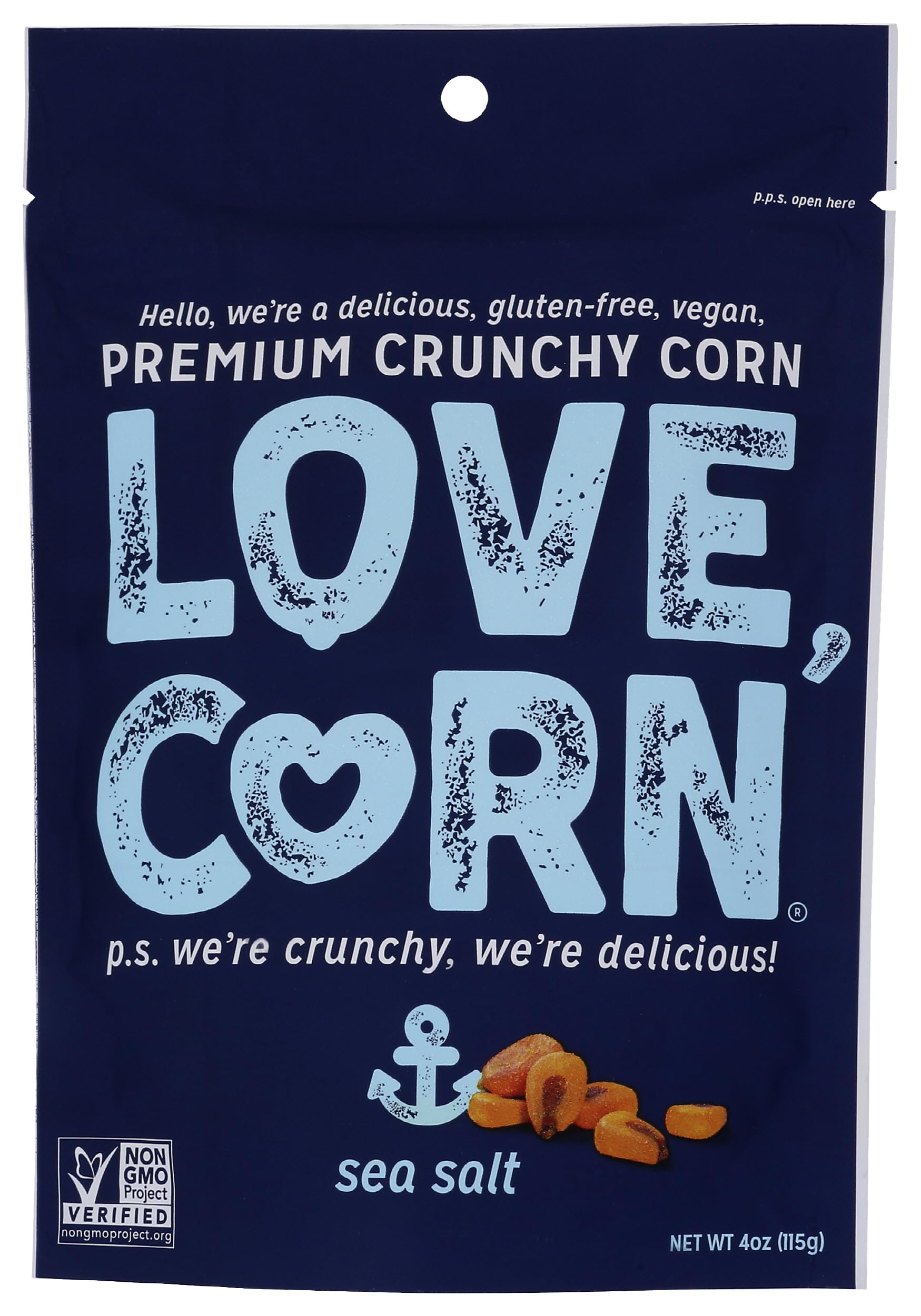 LOVE CORN Sea Salt 4oz x 1 bag - Delicious Crunchy Corn - Healthy Family Snacks - Gluten Free, Kosher, NON-GMO - Alternative for