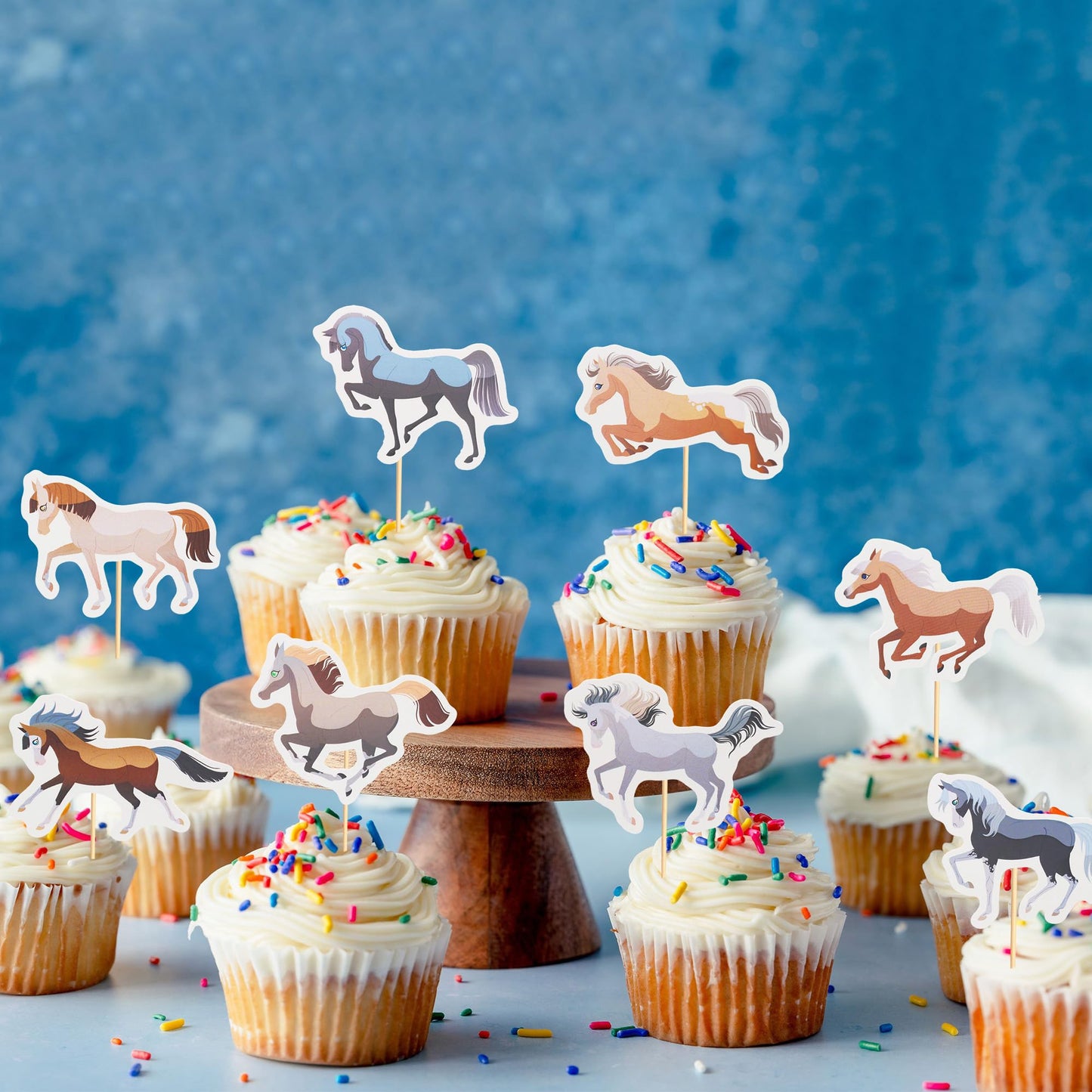 Arthsdite Horse Cupcake Toppers 24Pcs Plastic Small Equestrian Theme Baby Shower Party Decorations Style 2
