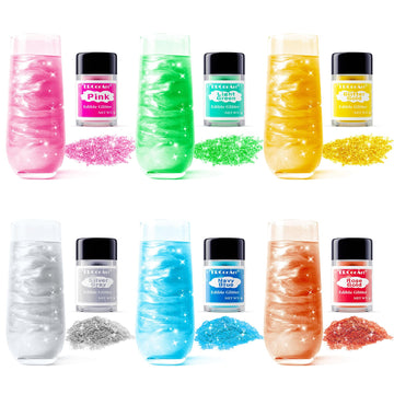 Edible Glitter - 6 Colors Luster Dust Edible, Food Grade Cake Decorating Shimmering Glitter for Drinks, Powder Glitter for Fonda