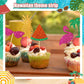 Epakh Summer Beach Cupcake Toppers, 100 Pcs Hawaiian Theme Cake Picks, Paper/Bamboo, 20.5 x 14.5 x 3.5 cm, Vibrant Summer