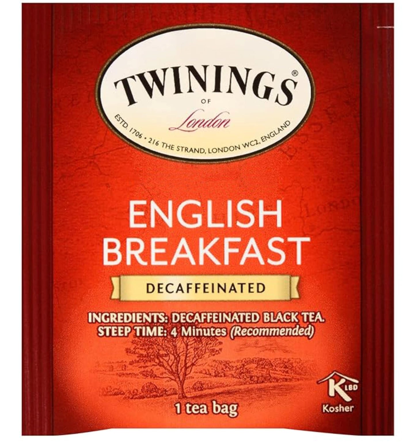 Twinings Decaffeinated English Breakfast Black Tea Individually Wrapped Bags, 25 Count (Pack Of 6), Flavourful, Robust, Enjoy Ho