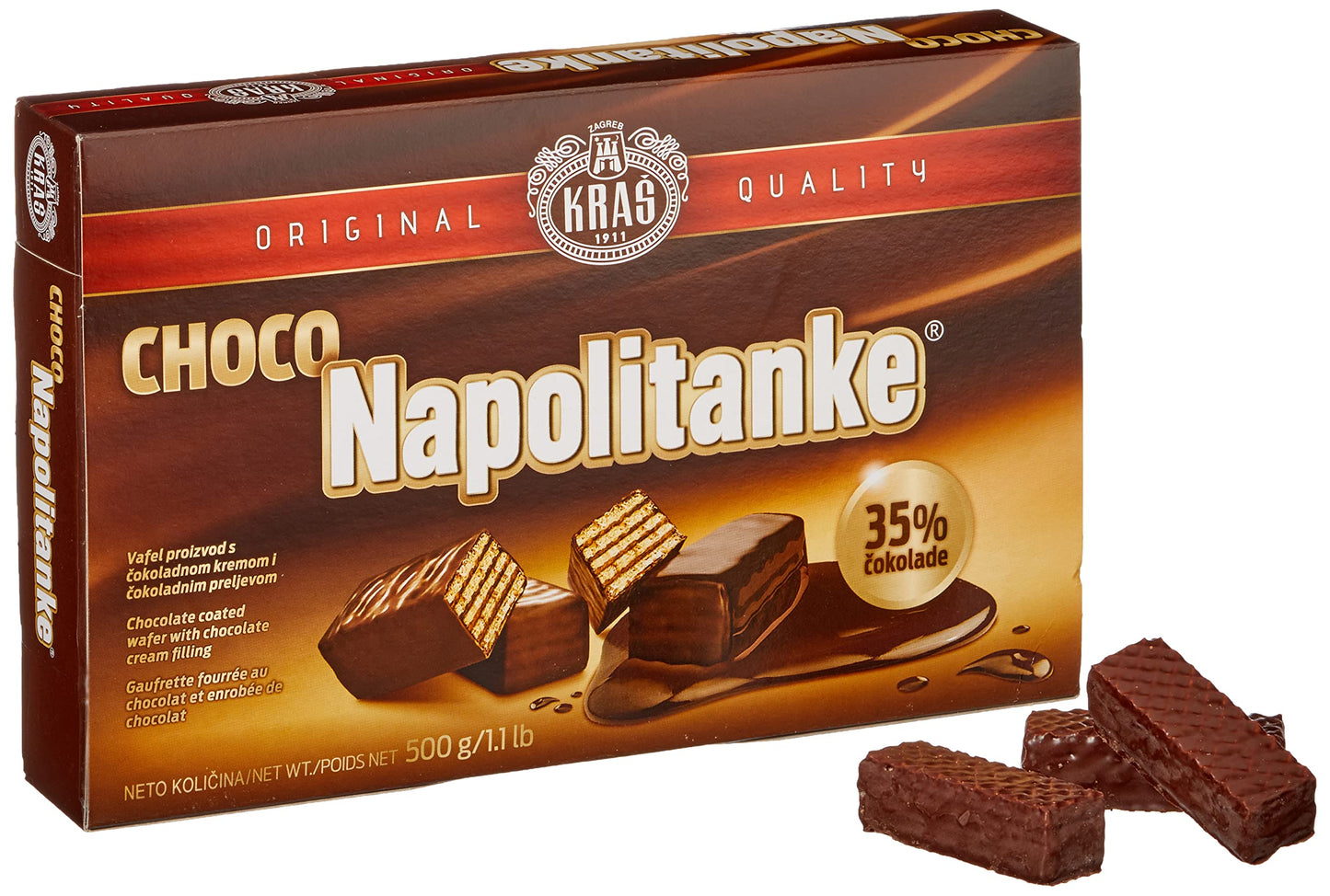 Kras Napolitanke Chocolate Cream Wafer Cookies Original Qulity 500g/1.1lb