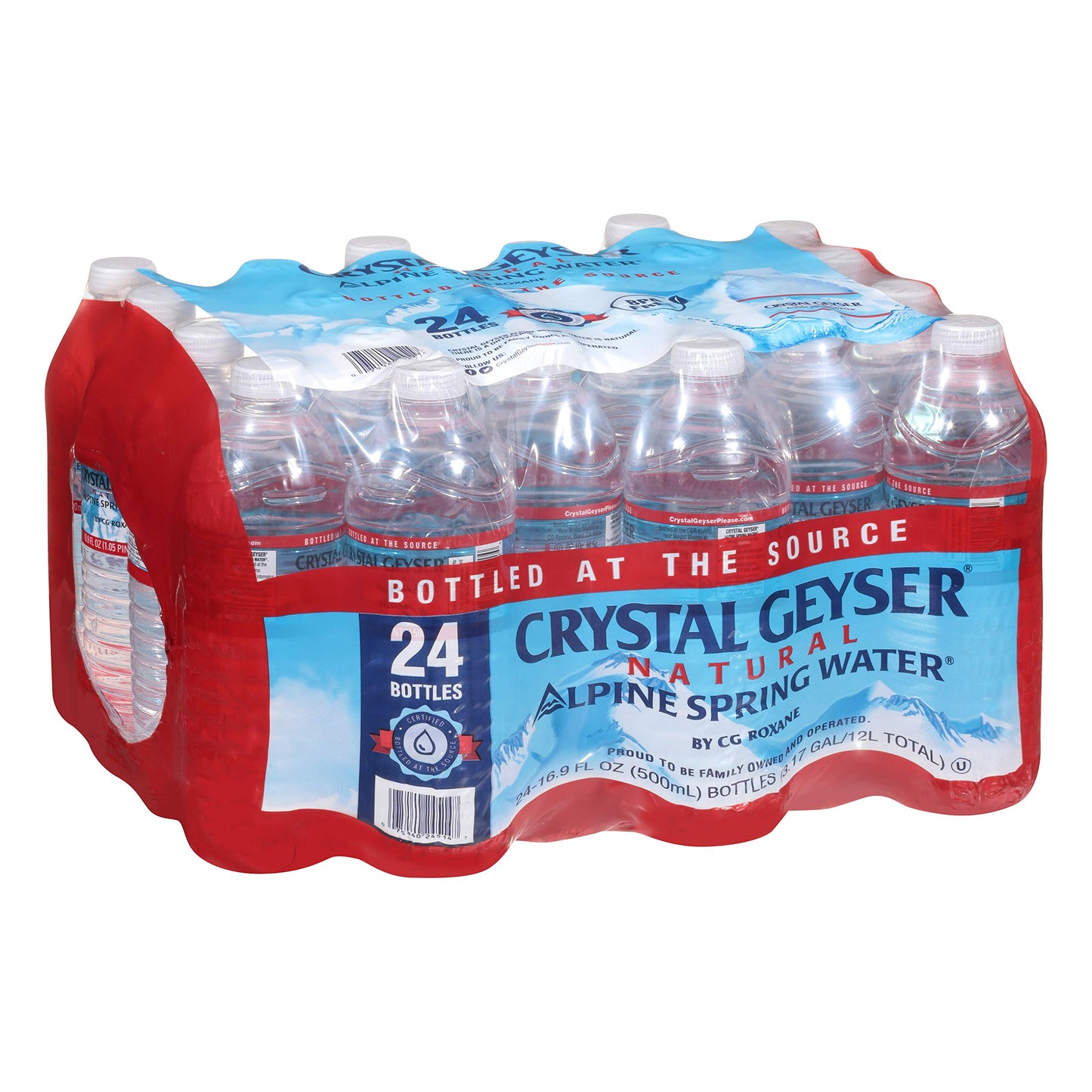 Crystal Geyser Alpine Spring Water, 16.9 oz Bottles, 72 Bottles Total, 3 Cases