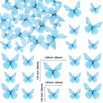 Ephlyn 72Pcs Edible 3D Realistic Butterfly Cupcake Toppers - Cute Cake Picks For Baby Shower, Boys Girls Birthday Party Decorati