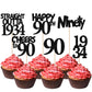 Rsstarxi Cupcake Toppers 24 Pack, 90th Birthday Decorations, Black Paper, Model XM236-black 90th
