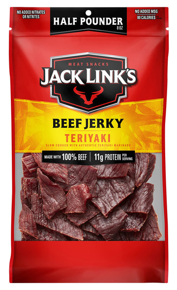 Jack Links Beef Jerky Teriyaki, 8 oz, Made with 100% Beef, Keto & Paleo Friendly, Ready to Eat Protein Snack