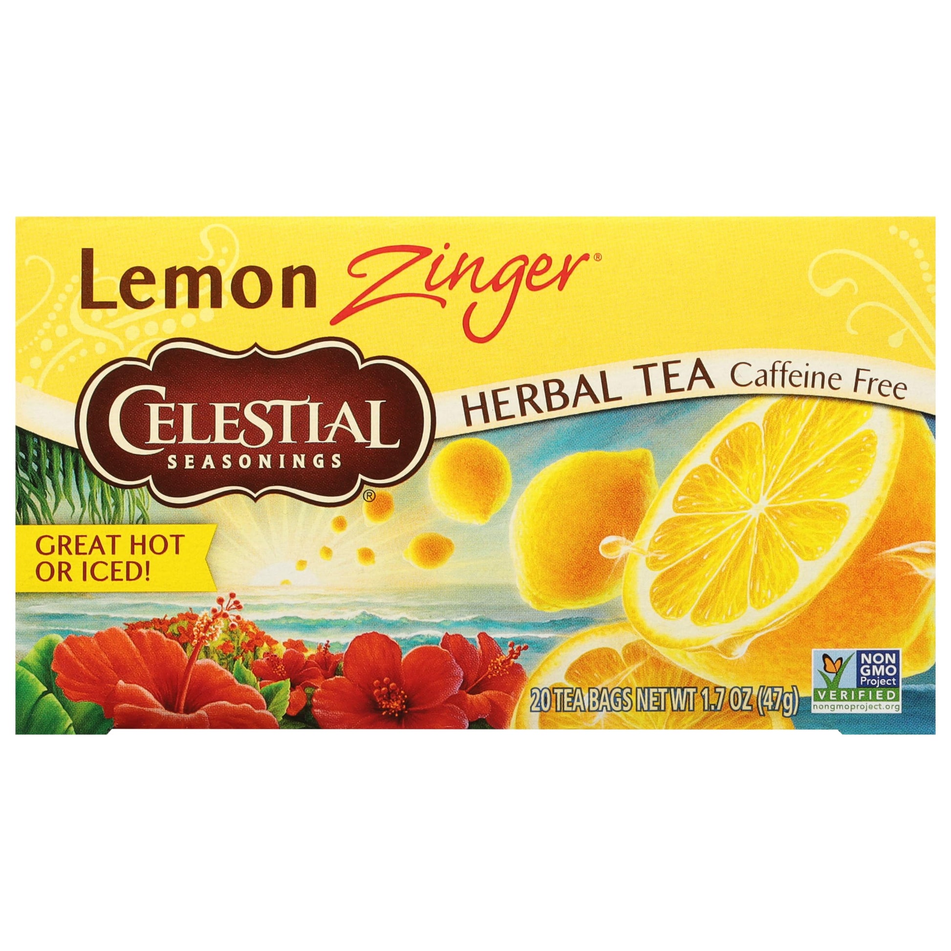 Celestial Seasonings Lemon Zinger Herbal Tea, Caffeine-Free, 20 Tea Bags, 20 Count