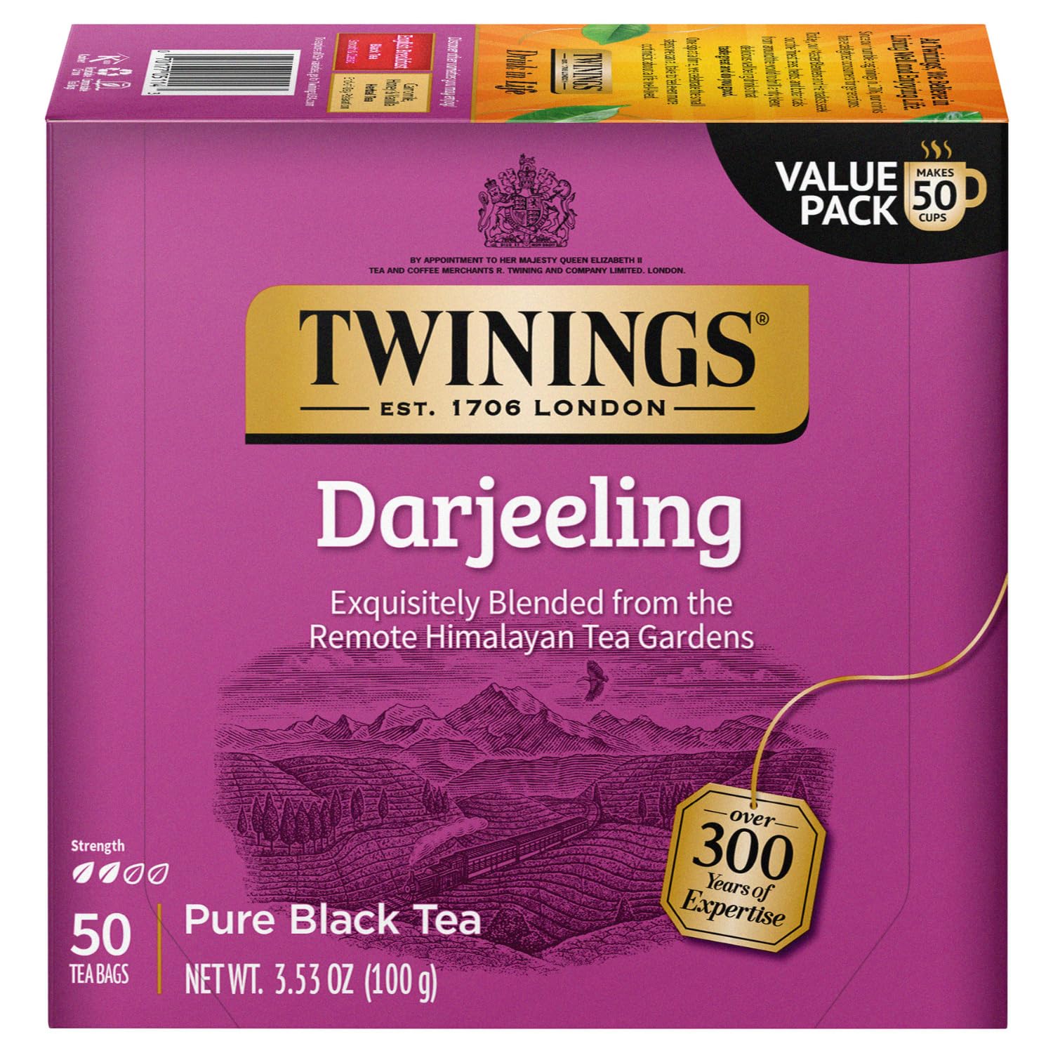 Twinings Darjeeling Tea - Dry Black Tea, Individually Wrapped Tea Bags, 50 Count, Model TWI-073