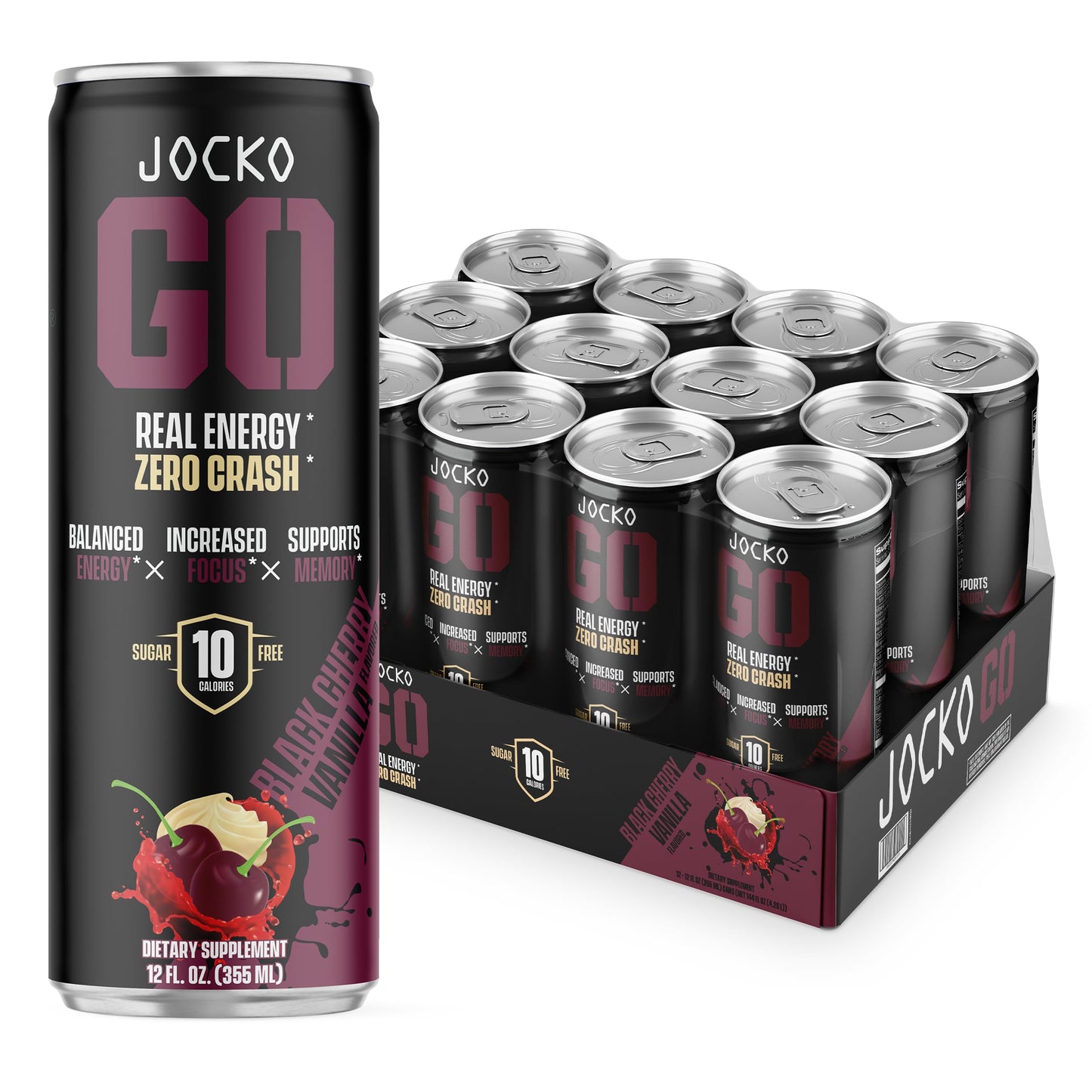 Origin Jocko GO Energy Drinks Sugar Free, KETO, Vitamin B12 & B6, 12 Fl Oz (Pack of 12), Dak Savage