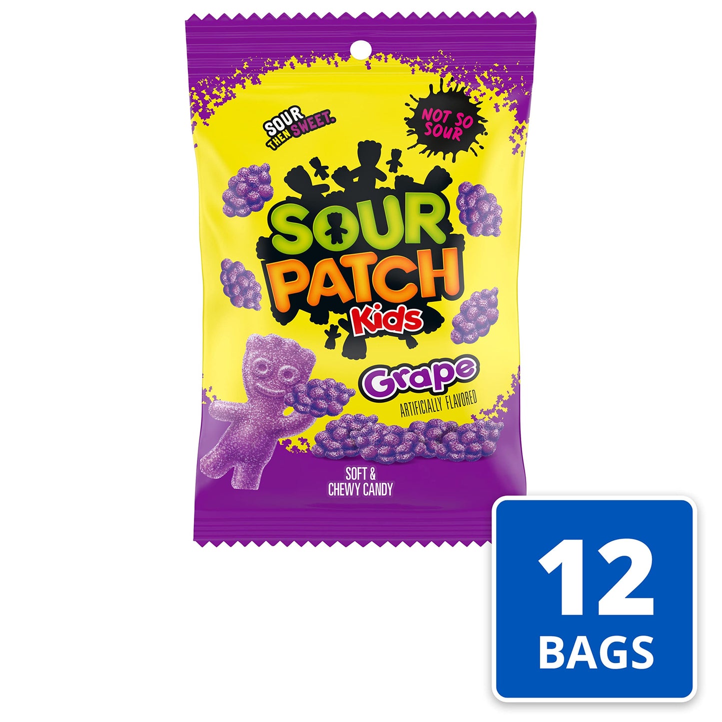 SOUR PATCH KIDS Grape Soft & Chewy Candy, Bulk Candy, 12-8.02 oz Bags