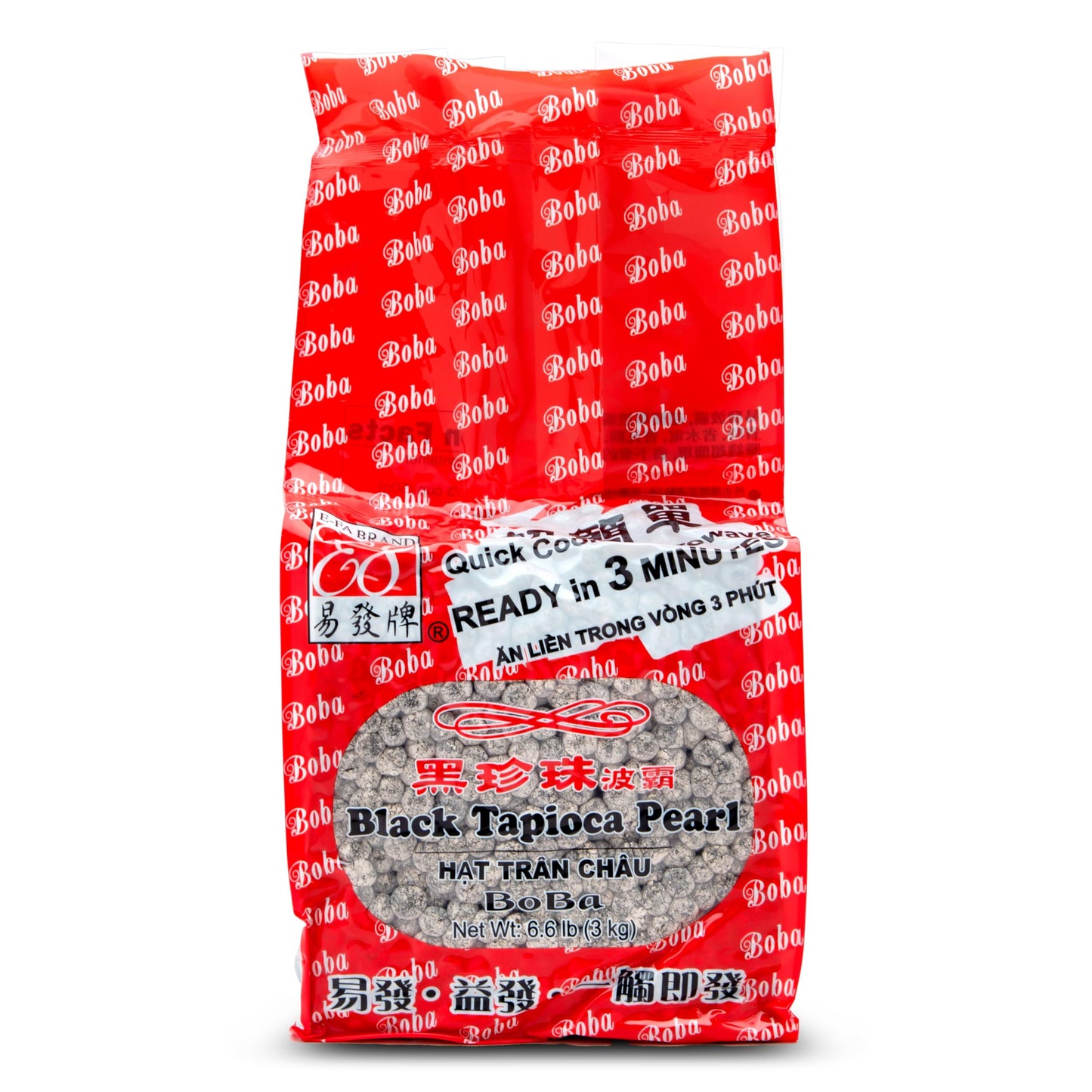 E-Fa Brand E8 Bubble Tea Black Tapioca Pearl 6.6 Lb (Pack Of 6)