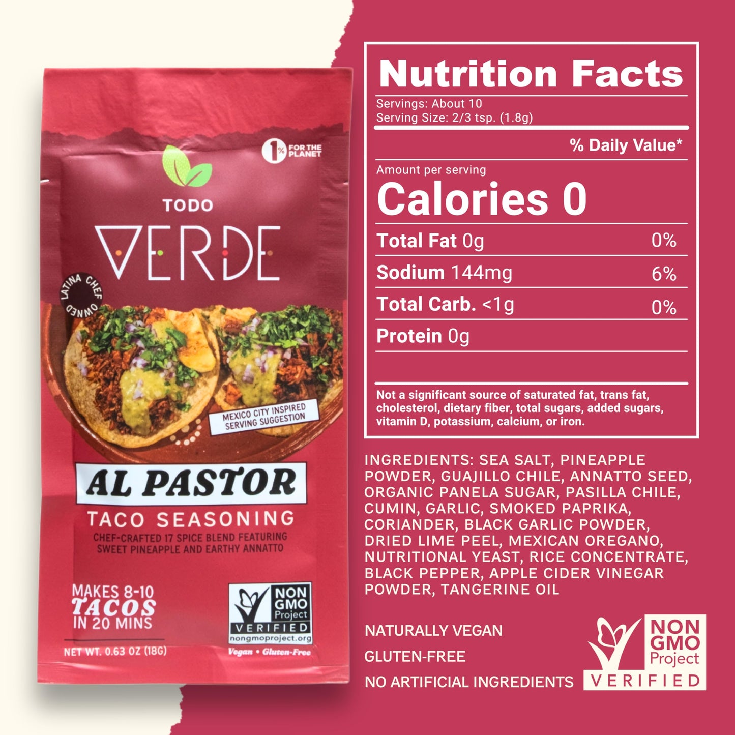 Al Pastor Healthy Taco Seasoning Packets - Todo Verde Mexican Seasoning Mix | Chef Curated Taco Blends With Sweet Pineapple & Bl