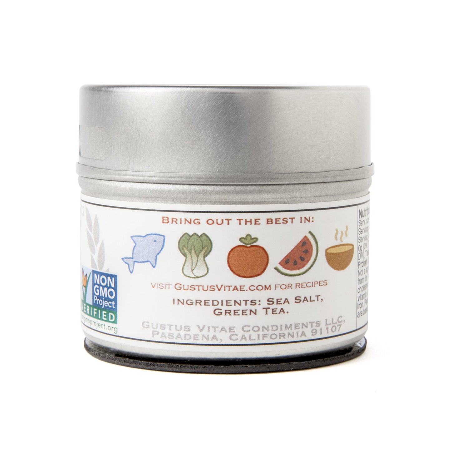 Gustus Vitae - Green Tea Sea Salt - Gourmet Infused Salt - Non Gmo Verified - Craft Seasoning - Magnetic Tin - Crafted In Small