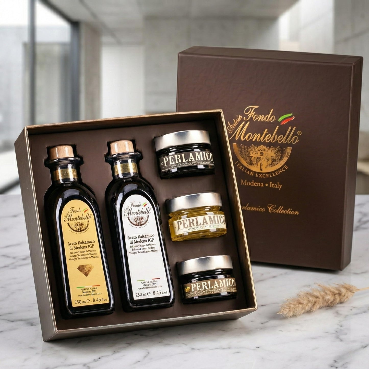Gourmet Balsamic Vinegar Gift Set - Exquisite Italian Aged Vinegars & Unique Balsamic Pearls Trio  Fondo Montebello  Imported From Italy  Gourmet Gift