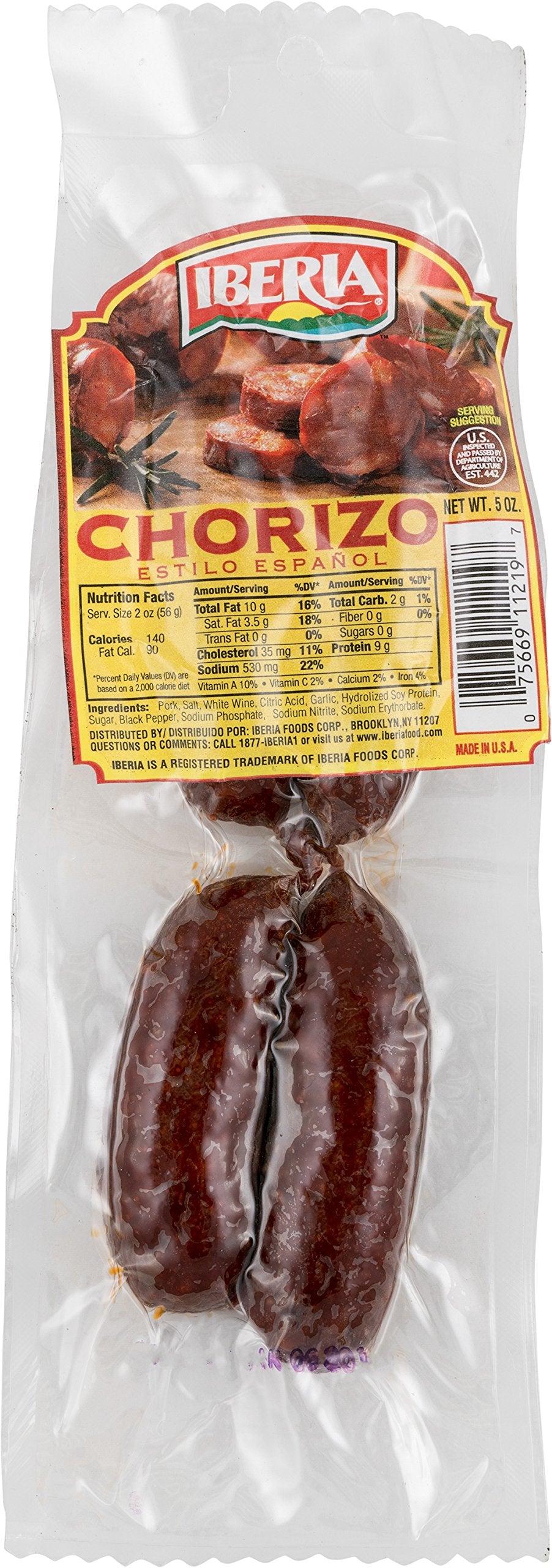 Iberia Chorizo Spanish Style Sausage, 5 Ounce, Pack of 1, Sausage