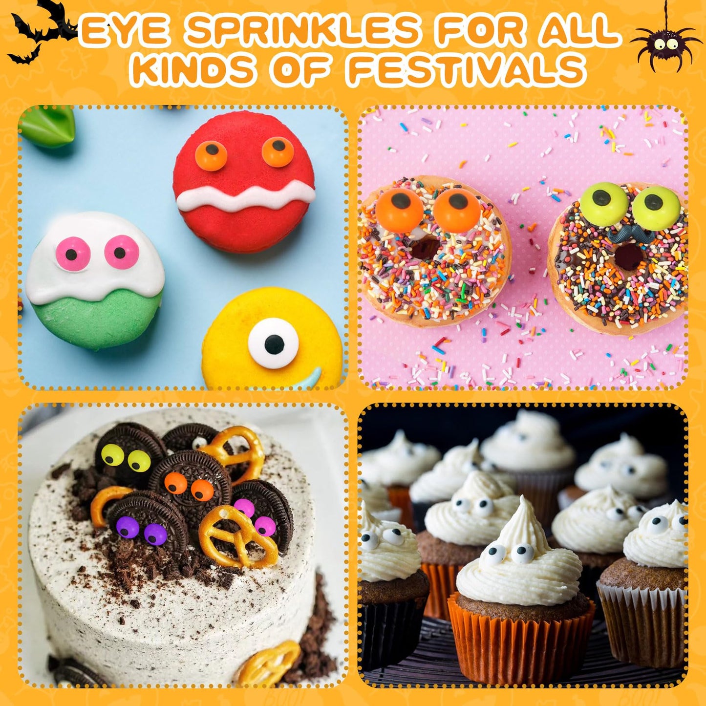 Edible Eyes, Colours Candy Small Eyes, Candy Eyeballs, Eyeball Sprinkles Cupcake Toppers, Baking, Ice Cream,Biscuits, Halloween