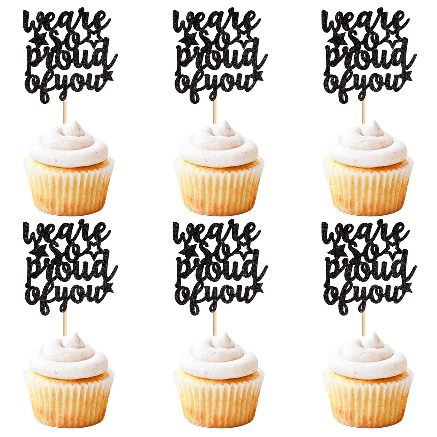 24 Pack 2025 Graduation Cupcake Toppers We are So Proud Of You Cupcake Picks for 2025 Graduation Theme Birthday Party Supplies D