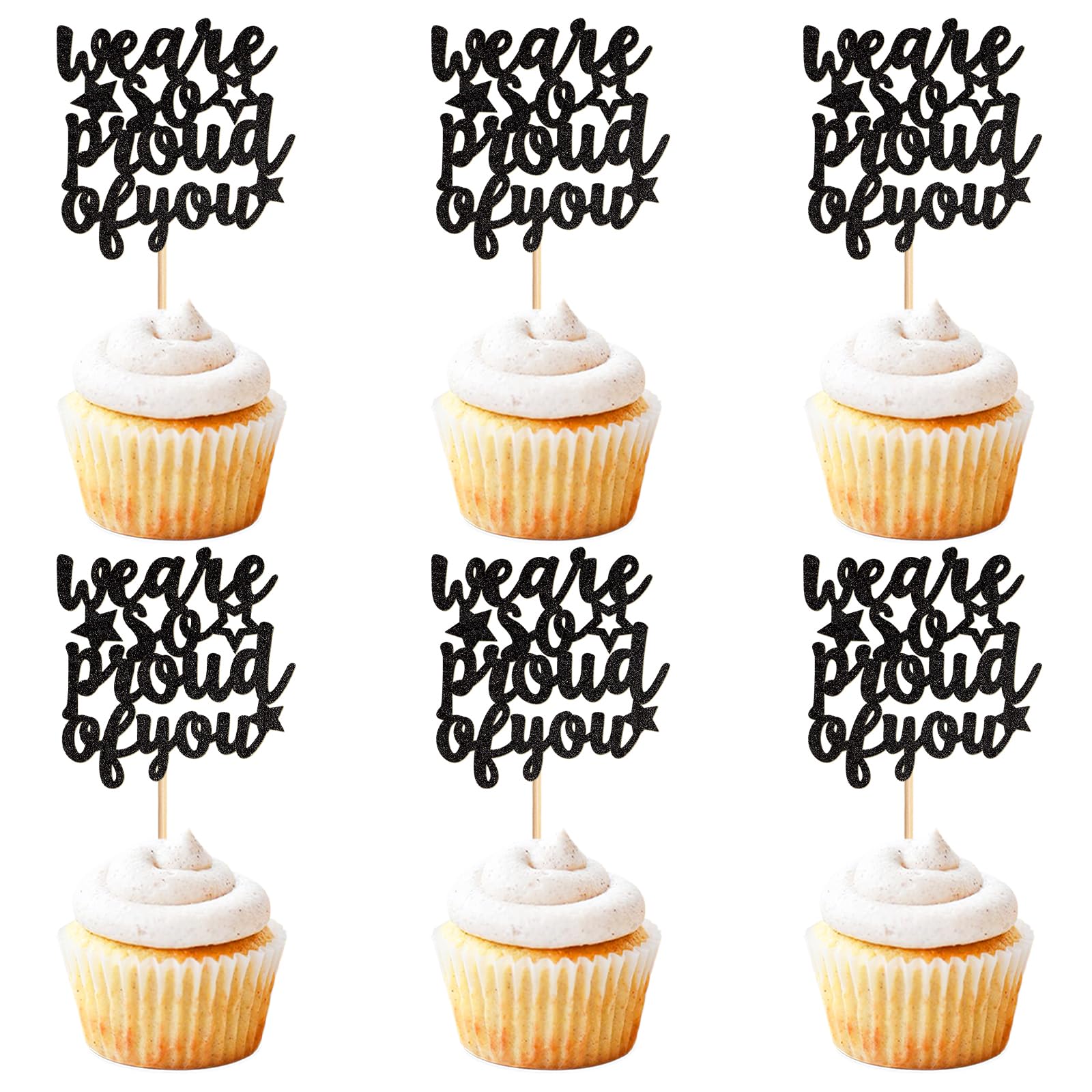 24 Pack 2025 Graduation Cupcake Toppers We are So Proud Of You Cupcake Picks for 2025 Graduation Theme Birthday Party Supplies D