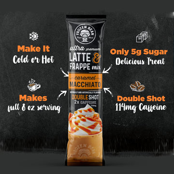 The Frozen Bean Pumpkin Spice Frappe & Latte Instant Mix (20 Sticks), Made With Arabica Coffee, Double Shot Caffeine, Low Sugar & Enhanced Ingredients, Hot, Iced, Or Blended Drinks