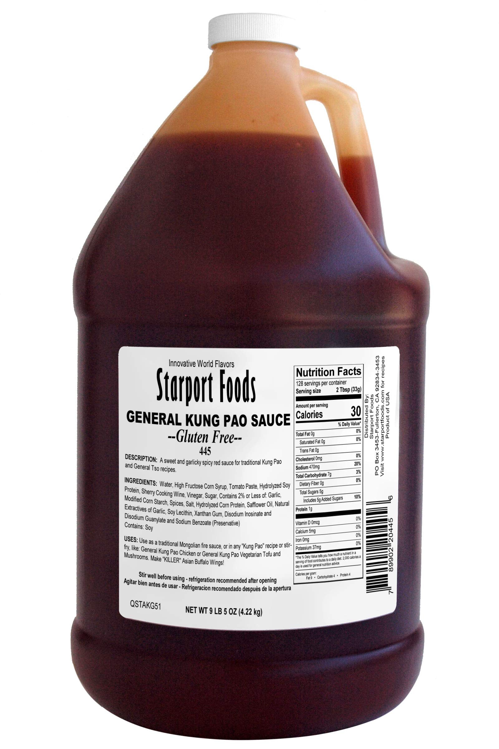 Starport Foods General Kung Pao Sauce - Gluten Free Vegetarian1 Gallon Net Wt 9 Lb 5 Oz (4.22Kg)