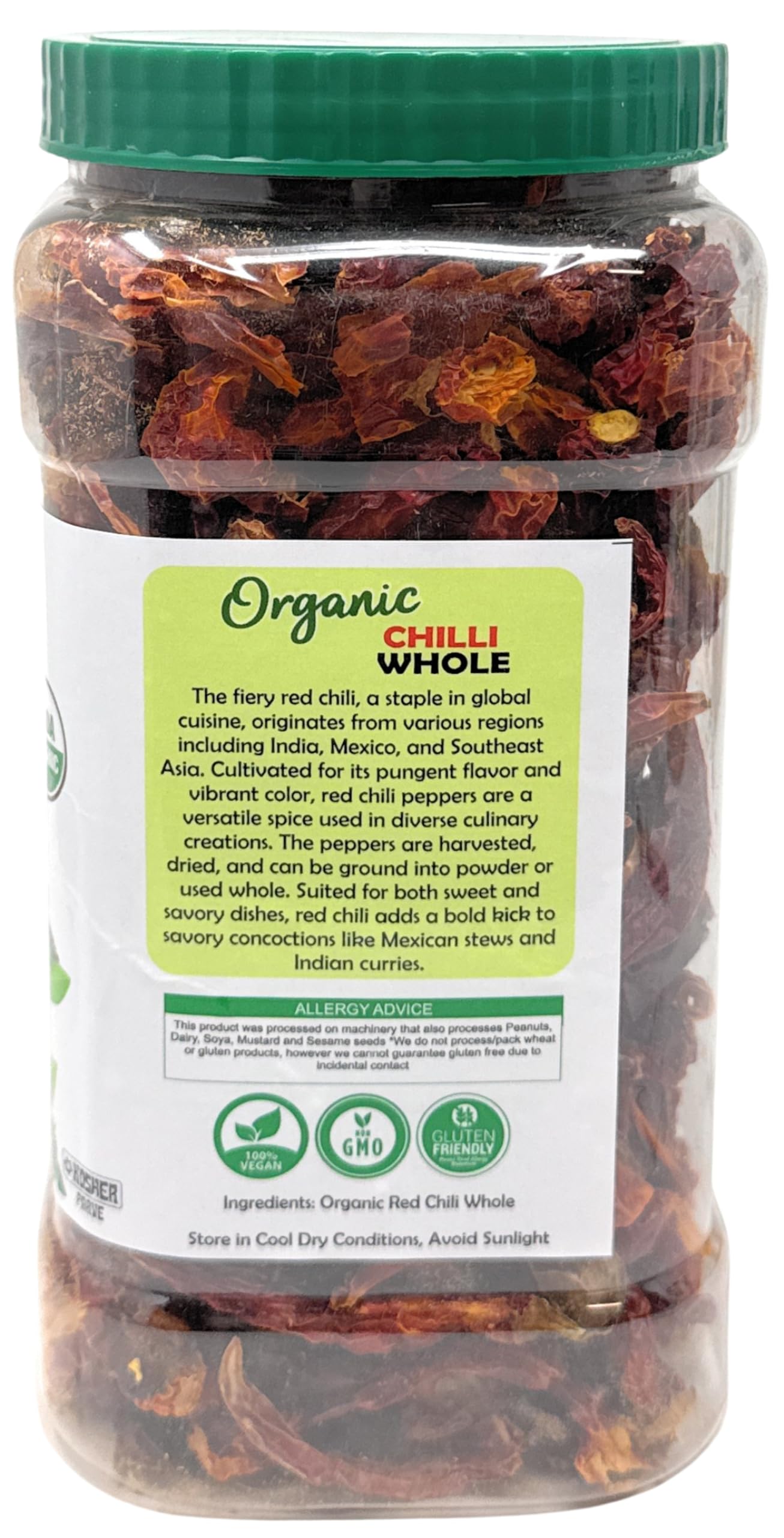Rani Organic Chilli Whole (Lal Mirch Sabut) 7Oz (200G) Pet Jar ~ All Natural | Vegan | No Colors | Gluten Friendly | Non-Gmo | K