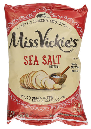 Miss Vickies Kettle Cooked Potato Chips, Sea Salt, 1.375 oz (Pack of 48)