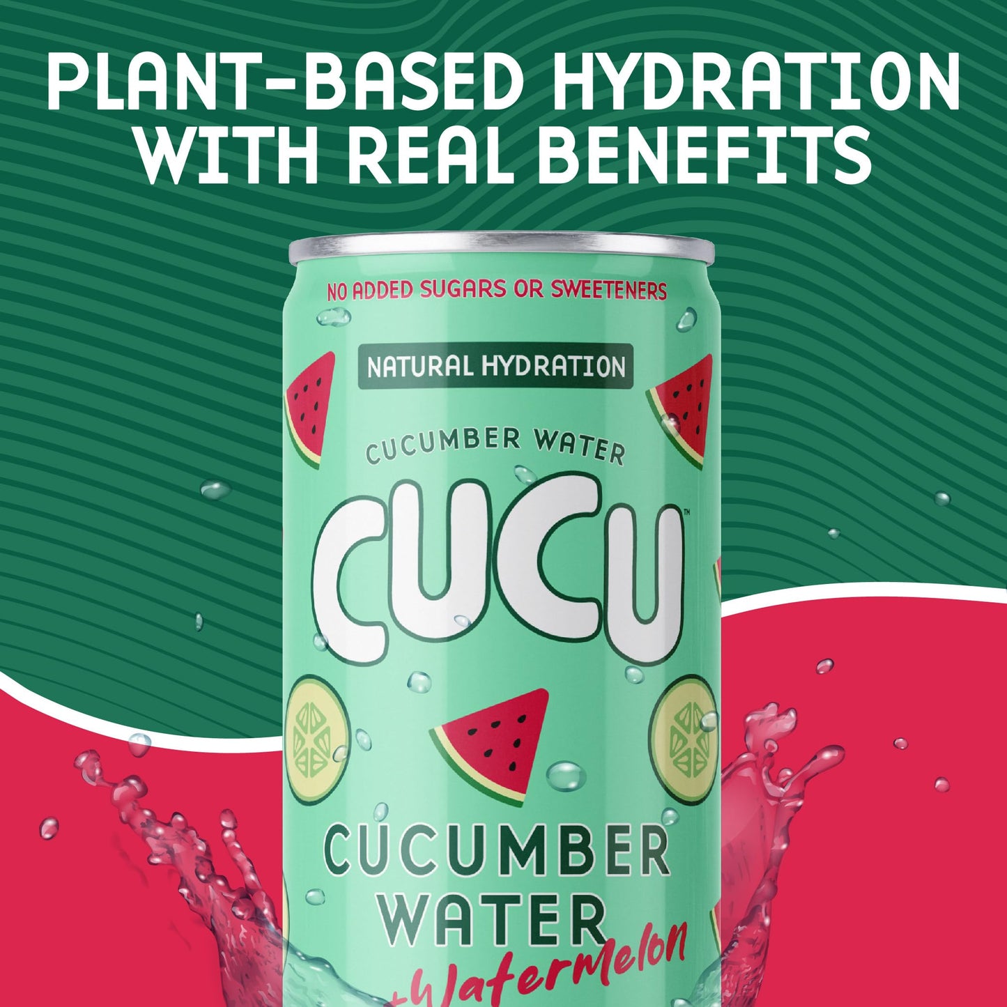 CUCU Cucumber Water + Watermelon Water - Natural Hydration from Cucumbers with Vitamin C, Electrolytes & Antioxidants - No Sugar