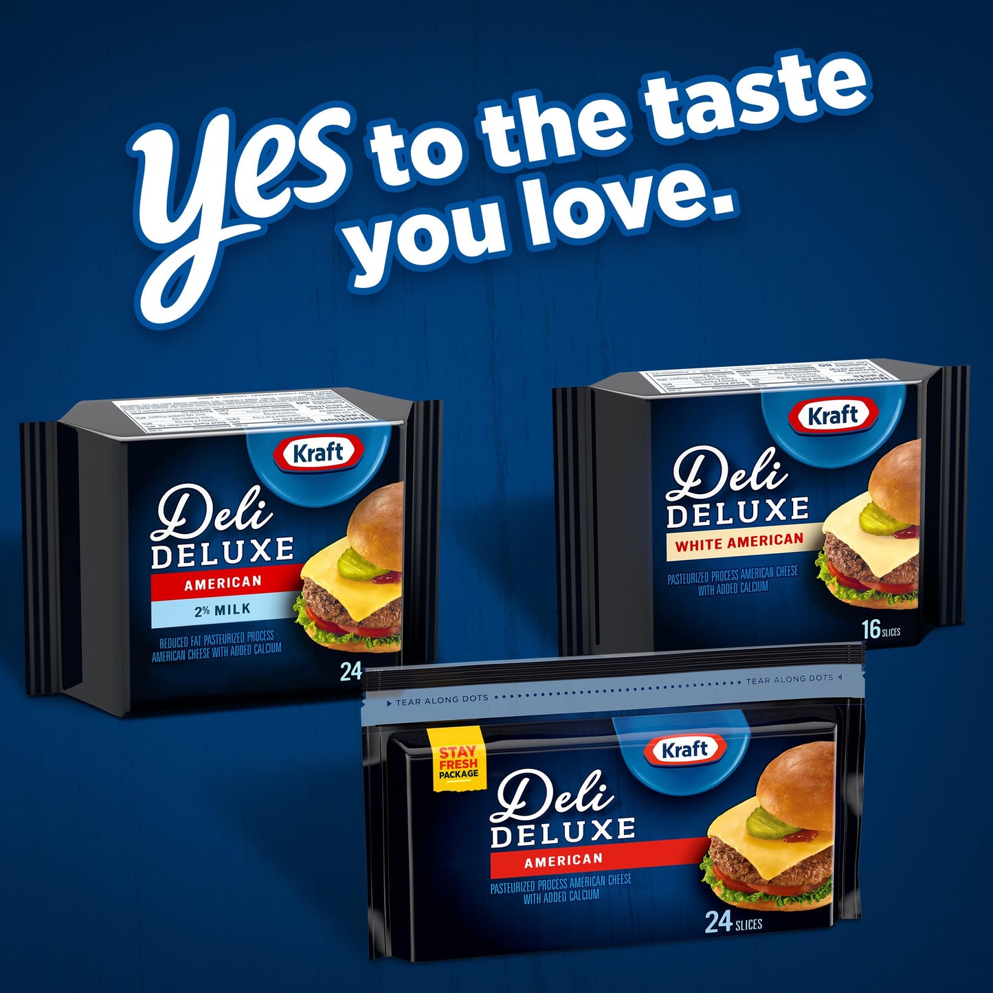 Kraft Deli Deluxe American Cheese Slices, 16 oz Pack, 24 Slices