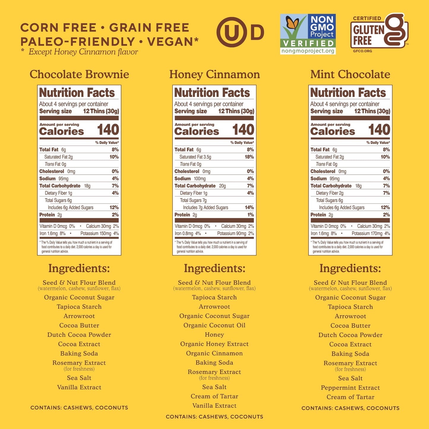 Simple Mills Sweet Thins Variety Pack Seed & Nut Flour Cookies (Mint Chocolate Chip, Honey Cinnamon, Chocolate Brownie), Paleo F