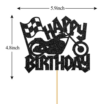 Monmon & Craft Motorcycle Happy Birthday Cake Topper/Men Boys Adults Motorbike Cake Decor/Motorcycle Racing Theme Birthday Party