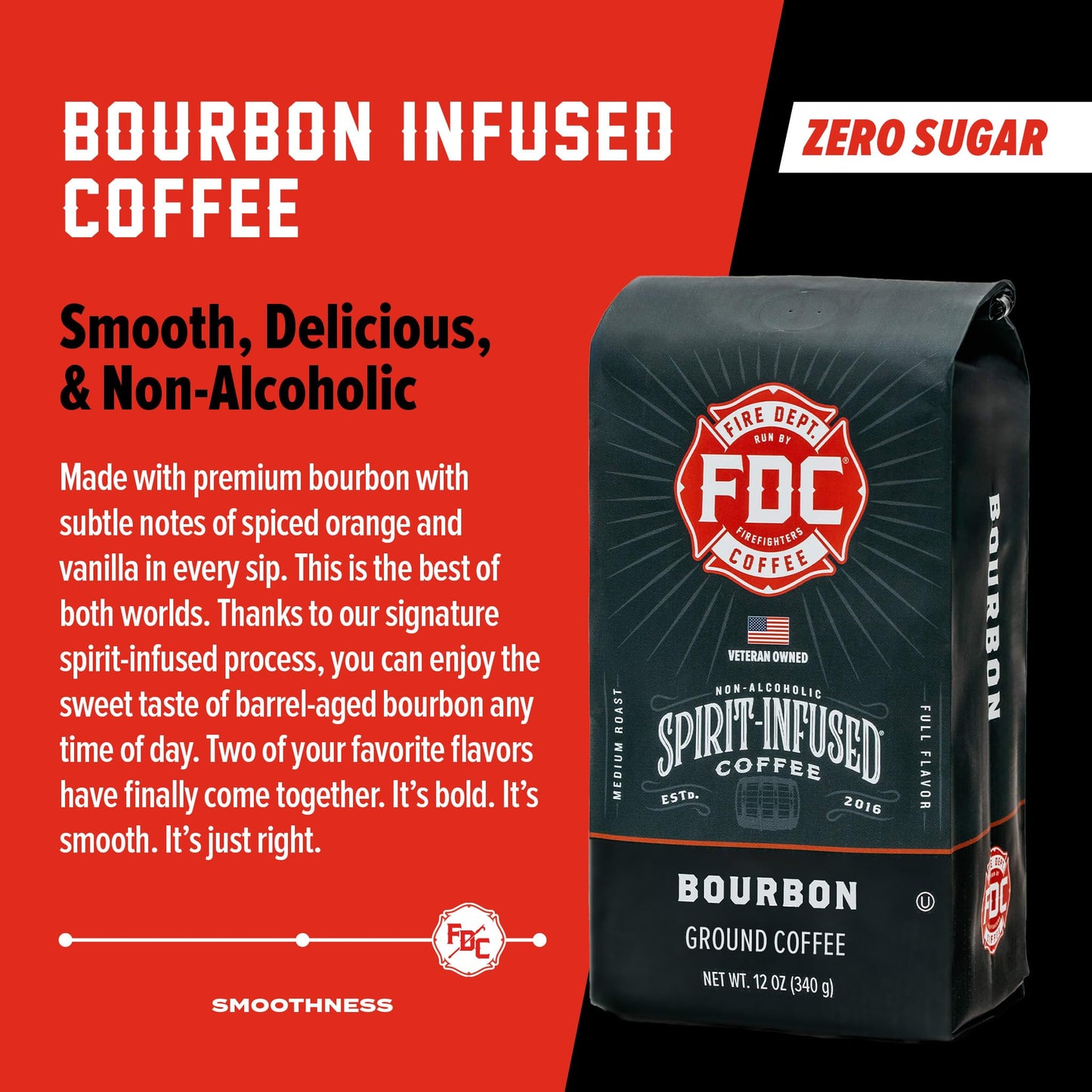 Fire Department Coffee spirit-inspired flavor Infused Medium Roast 12 oz - Veteran Owned, Non-  ic, Roasted in the USA