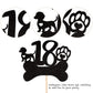 1 Pcs 18Th Birthday Cake Topper Black Glitter Dog Paw Eighteen Years Old Birthday Puppy Dog Bone Cake Pick For Let'S Pawty Baby