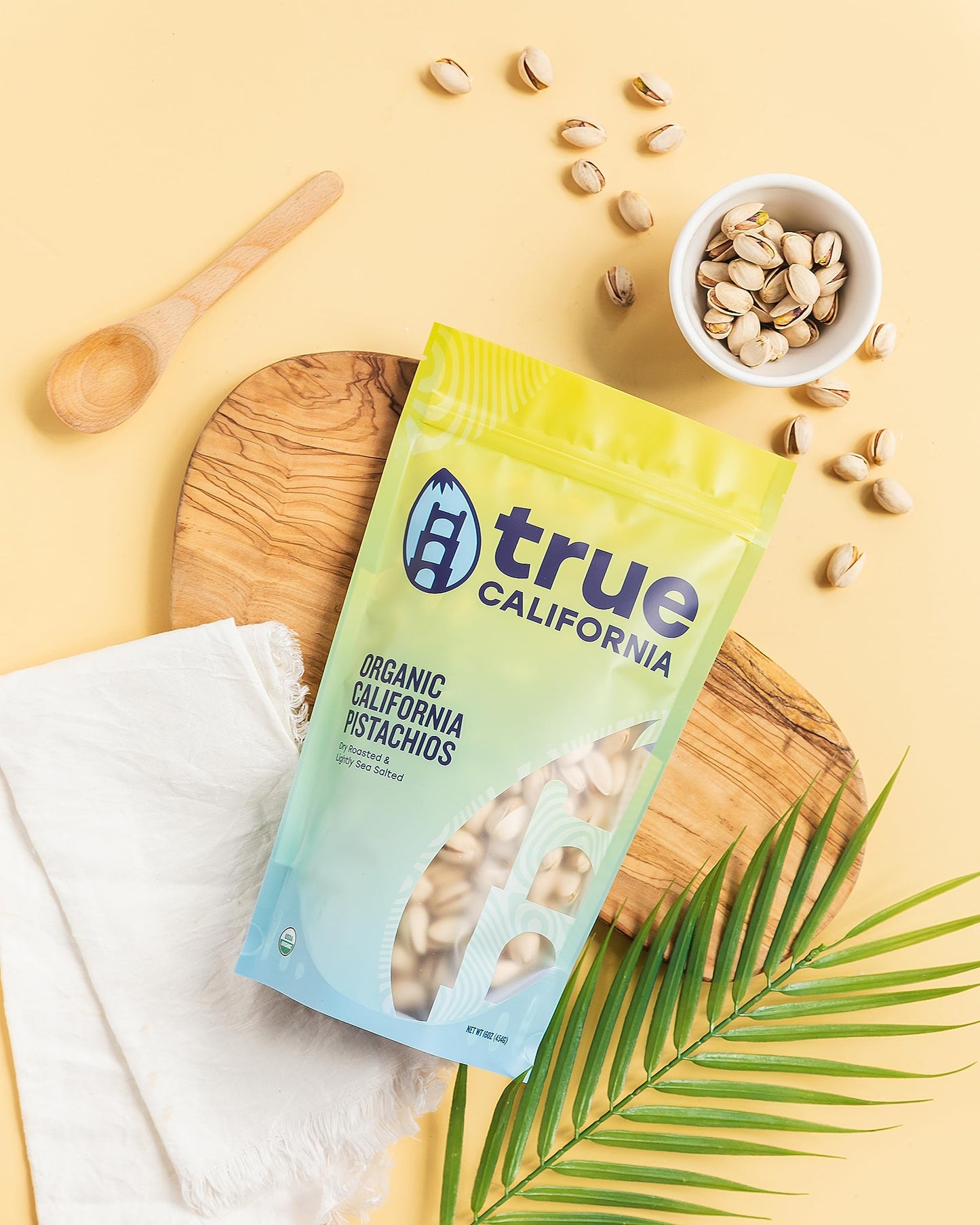 True California Organic Dry Roasted Pistachios, Lightly Salted, 1 lb, Vegan, Gluten Free, In-Shell
