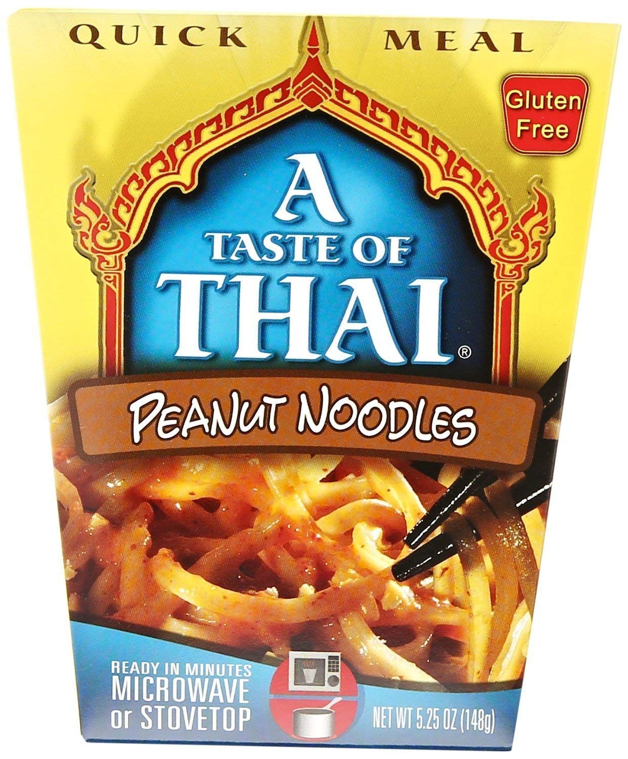 A Taste of Thai Peanut Noodles - 5.25oz Single Pack Heat & Eat Instant Noodles Flavored with Classic Thai Sauce | Gluten-Free | 