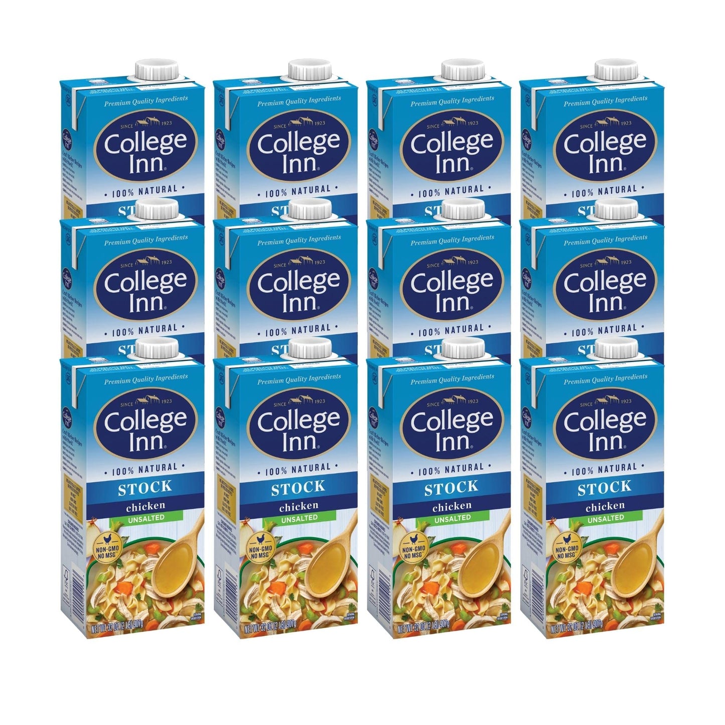 College Inn Unsalted Chicken Stock, 12 Pack, 32 Oz Carton
