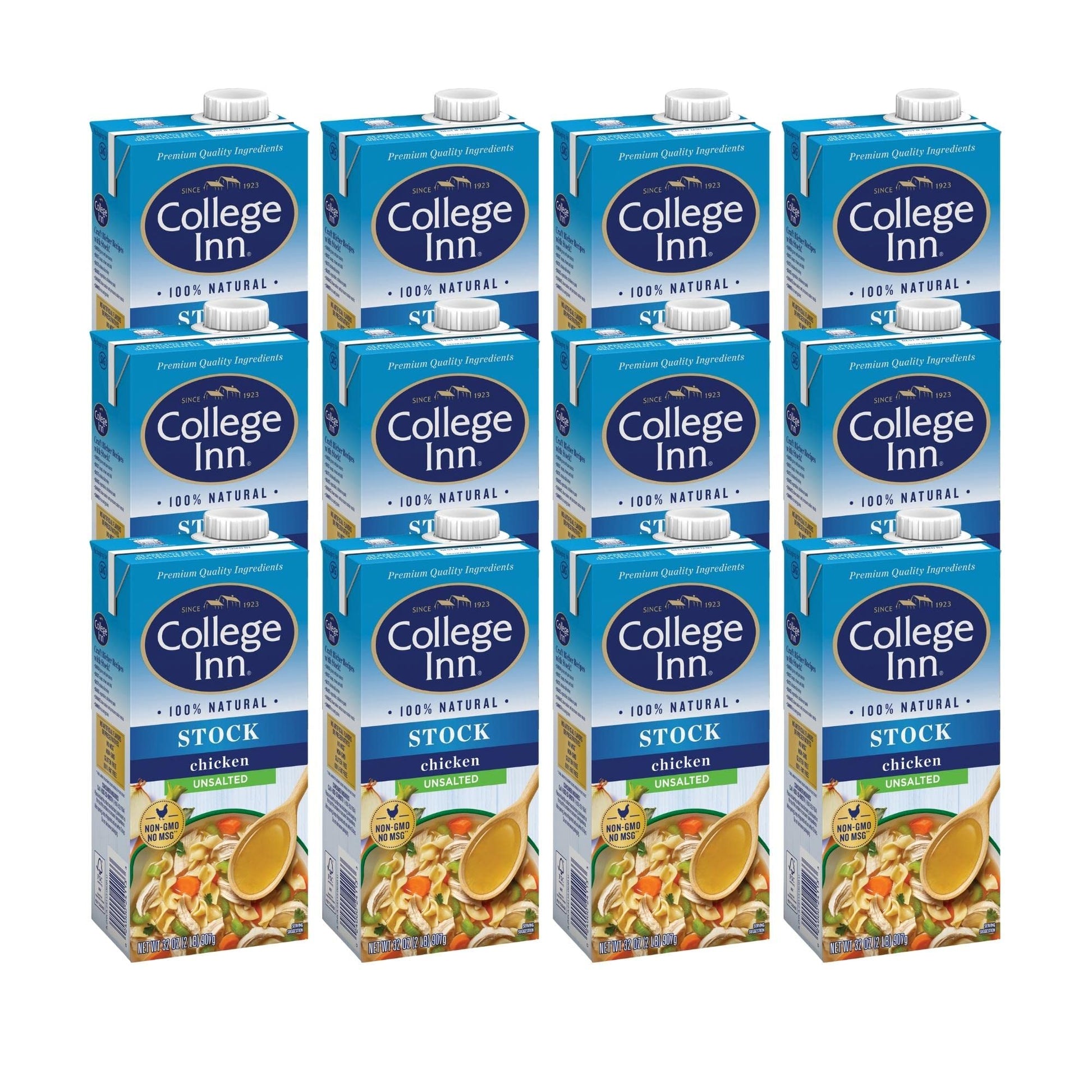 College Inn Unsalted Chicken Stock, 12 Pack, 32 Oz Carton