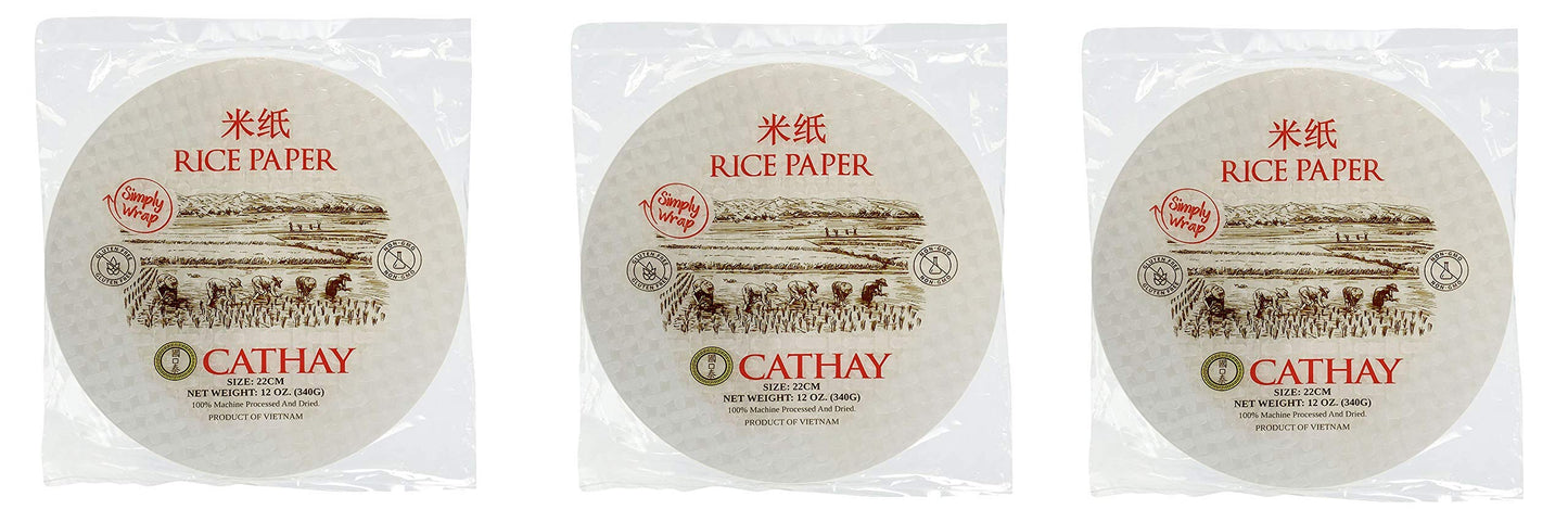 Cathay Fresh Spring Roll Rice Paper Wrappers, Rice Paper Wrappers For Fresh Roll-30 Sheets Each, Non-Gmo, Low Carb, Vietnamese S