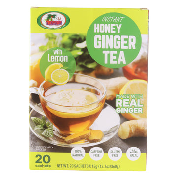 Tropique Instant Honey Ginger Tea (Lemon) - Ginger-Lemon Tea - Small