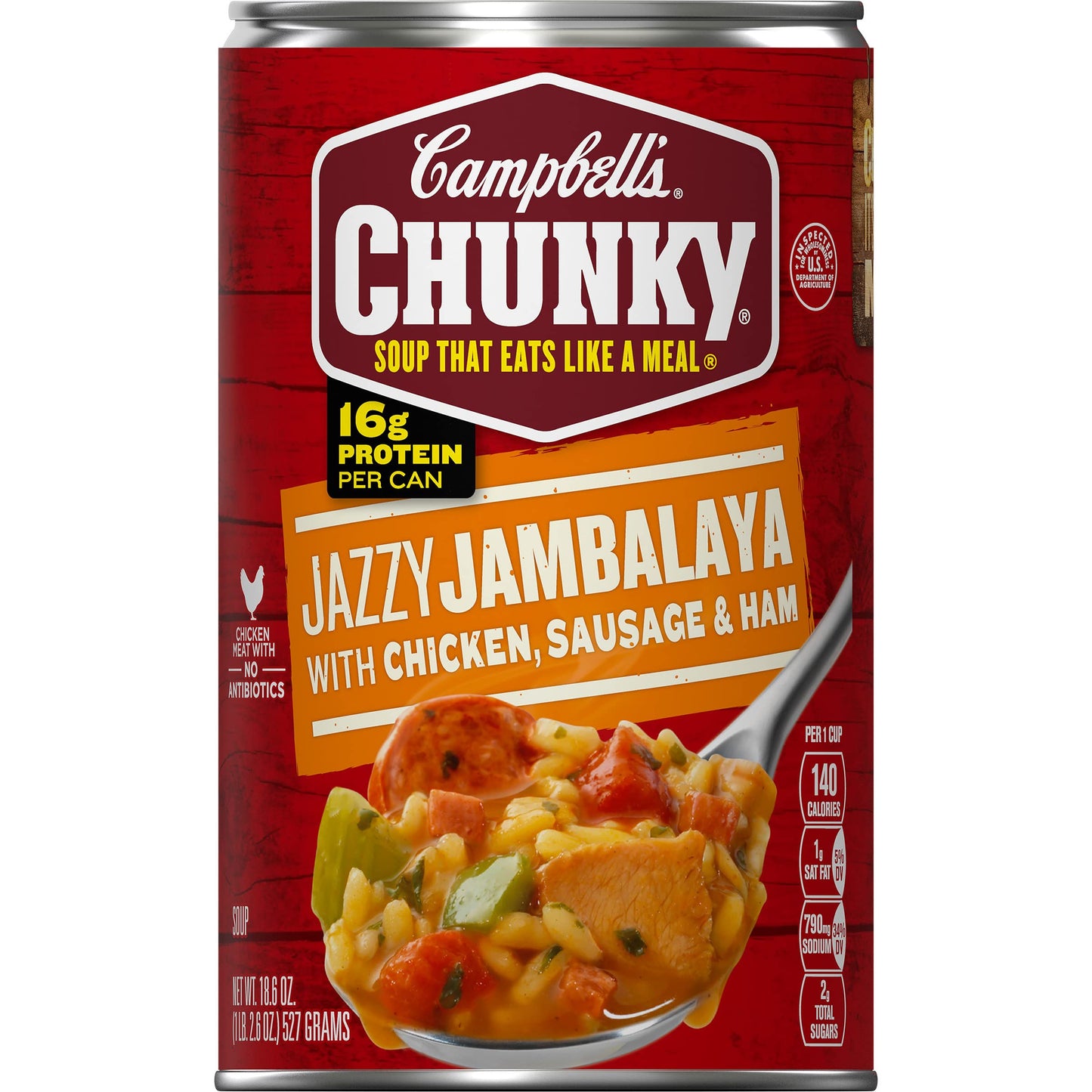Campbells Chunky Soup, Jazzy Jambalaya with Chicken, Sausage and Ham Soup, 18.6 oz Can (Pack of 12)