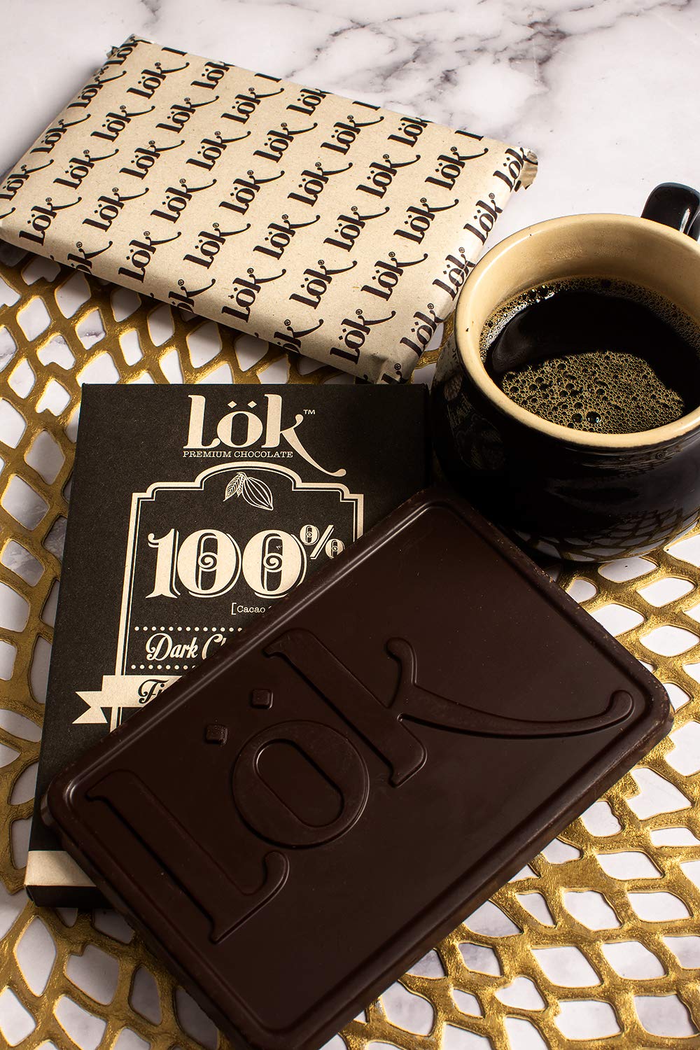 LöK Dark Chocolate Bar 100% Cacao, Vegan, Gluten Free - 3.0 Ounce, 12 Count, Dark Brown