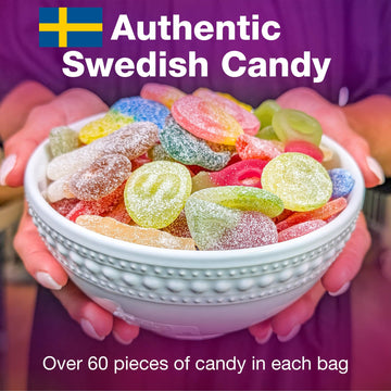 Authentic Swedish Candy Mix 1lb | Vegan Variety Pack of Sweet & Sour Swedish Candy Gummies | No Gelatin  No Corn Syrup  Gummy Pack from Sweden for Snacking  and Gifting