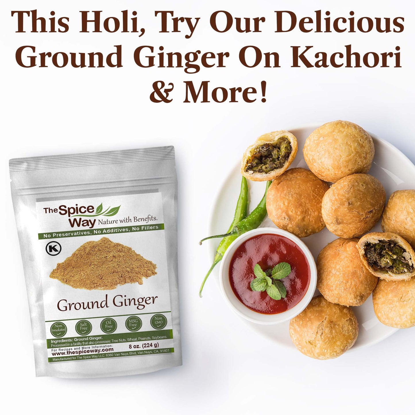 The Spice Way Ginger Powder- (8 oz) ginger root powder- a pure dry ground powdered root