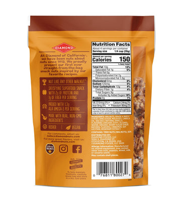 Diamond of California Sweet Maple Walnut Snack Nuts, 4 oz. (4 Pack)