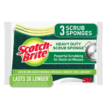 Scotch-Brite, Mmmhd3, Heavy-Duty Scrub Sponges, 3 / Pack, Yellow,Green