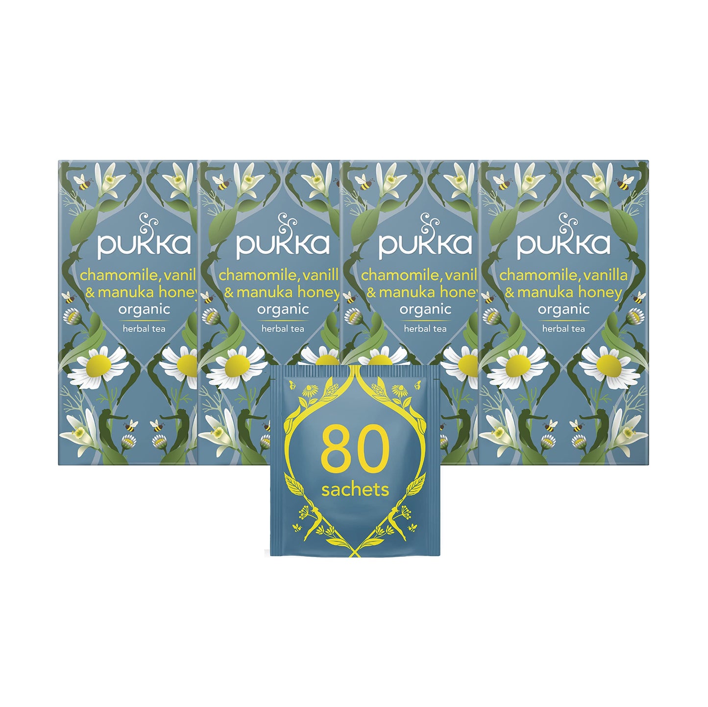 Pukka chamomile Vanilla & Manuka Honey Tea 20 Bags - Pack of 4