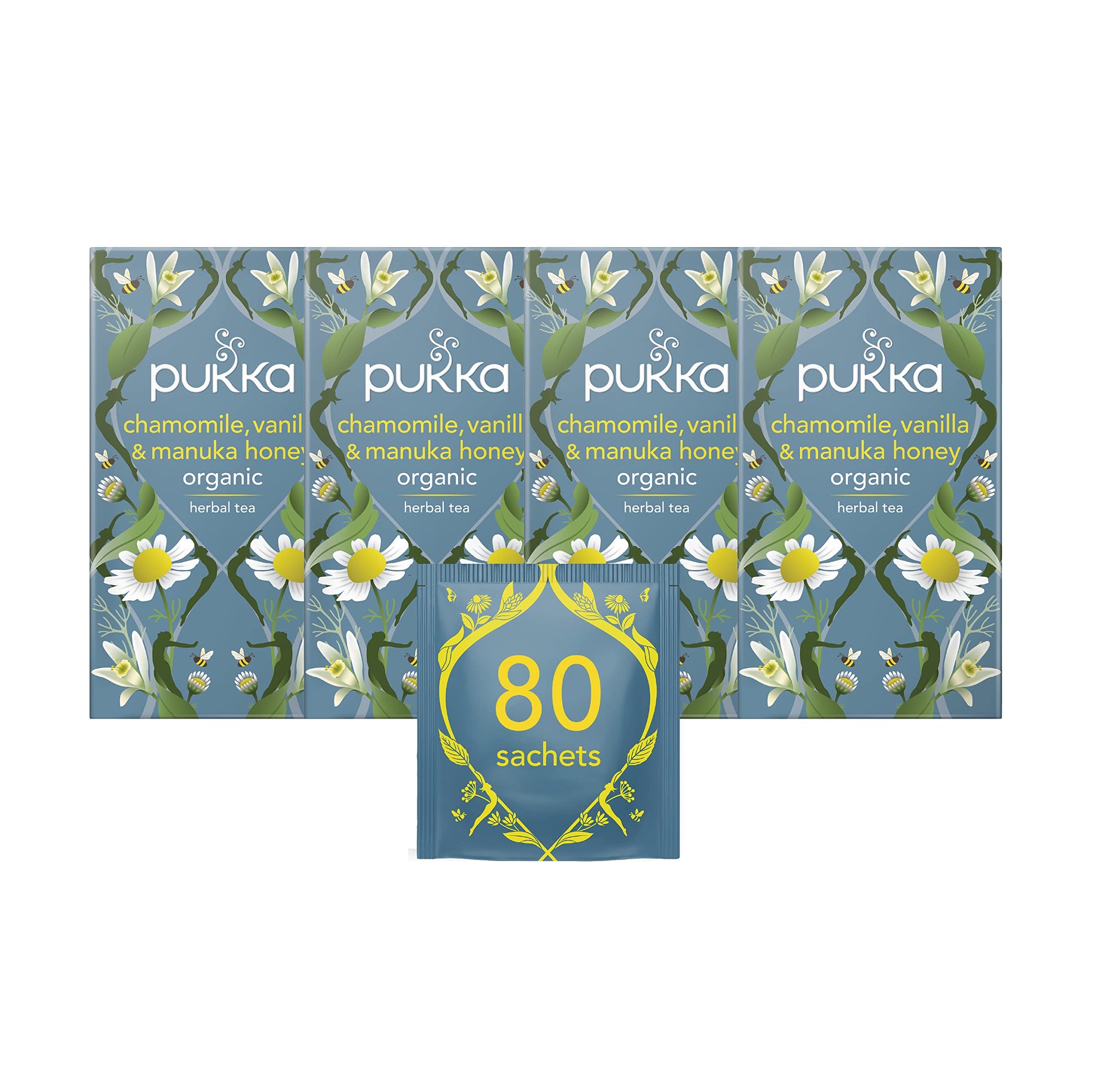 Pukka chamomile Vanilla & Manuka Honey Tea 20 Bags - Pack of 4
