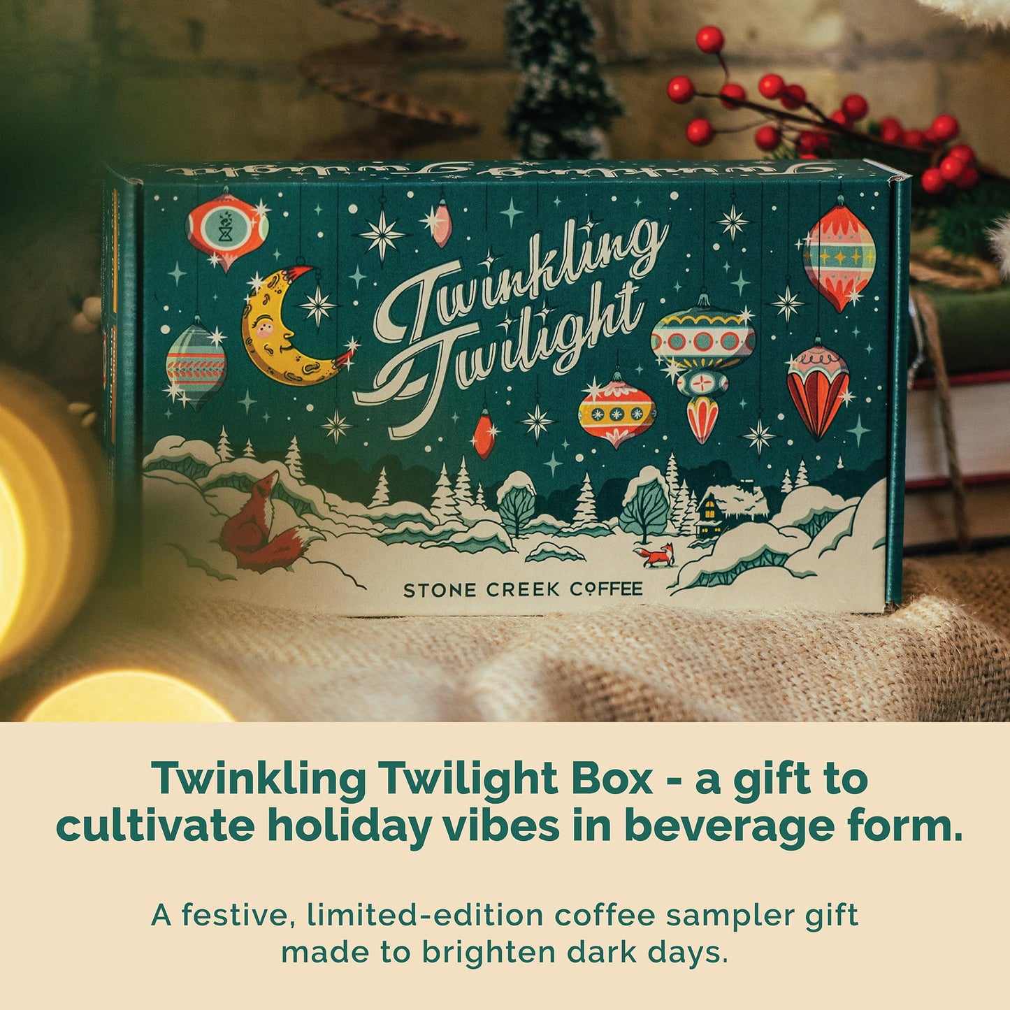 Stone Creek Coffee Twinkling Twilight Box Dark, Medium, And Light Roast (8 Oz, Pack Of 3) – Whole Bean Coffee Sampler, Holiday Limited-Edition Gift Set, Juicy, Balanced And Bold Roasted Coffee Beans